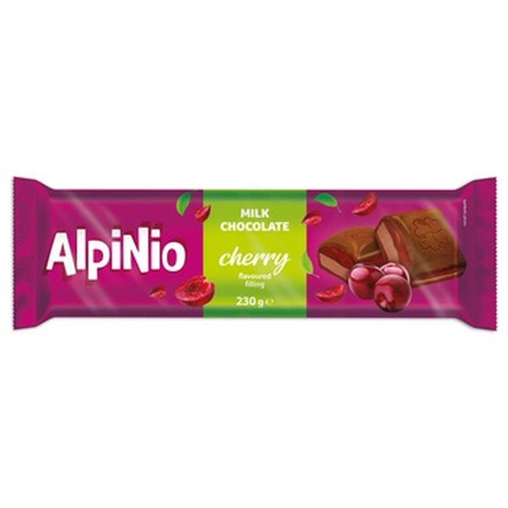 Czekolada mleczna Alpinio z nadzieniem wiśniowym 230 g