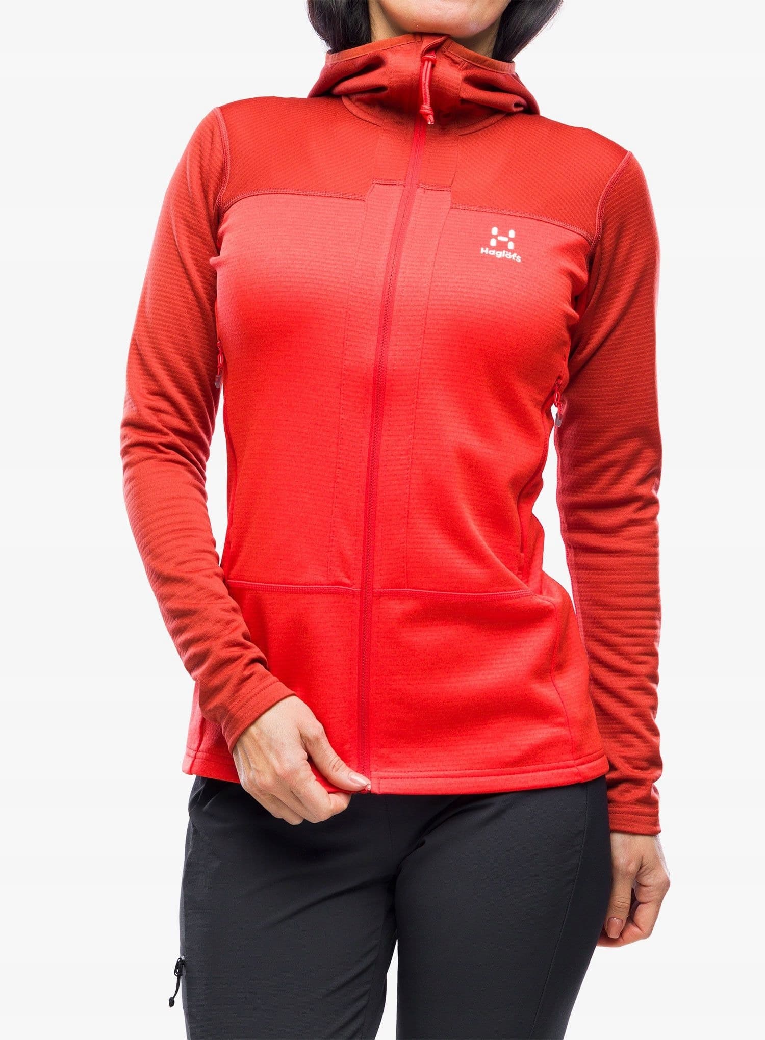 Damska bluza polarowa Haglofs ROC Flash Mid Hood - corrosion/poppy red