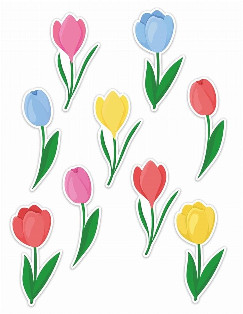 Dekoracje okienne wiosenne Tulipany 9 sztuk