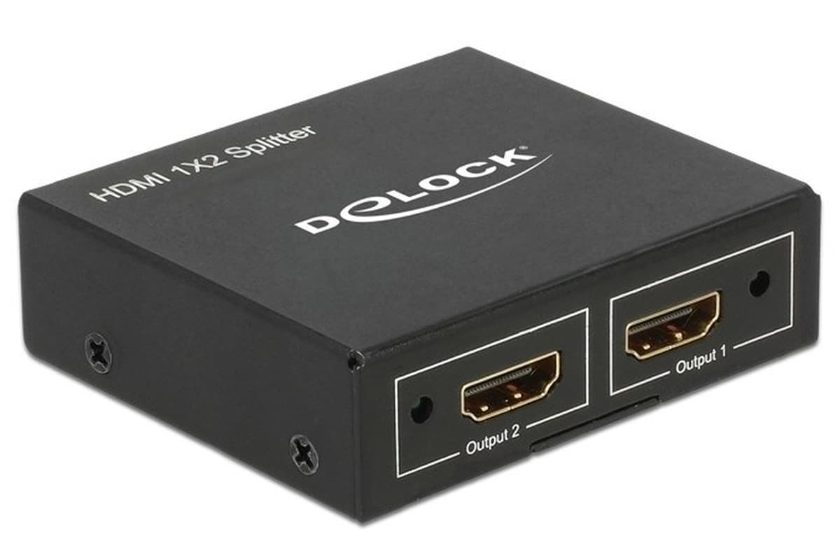 DeLOCK 87701 Rozgałęziacz HDMI 1x HDMI na 2x HDMI, 4K, HDCP, Metalowa Obudowa, Czarny