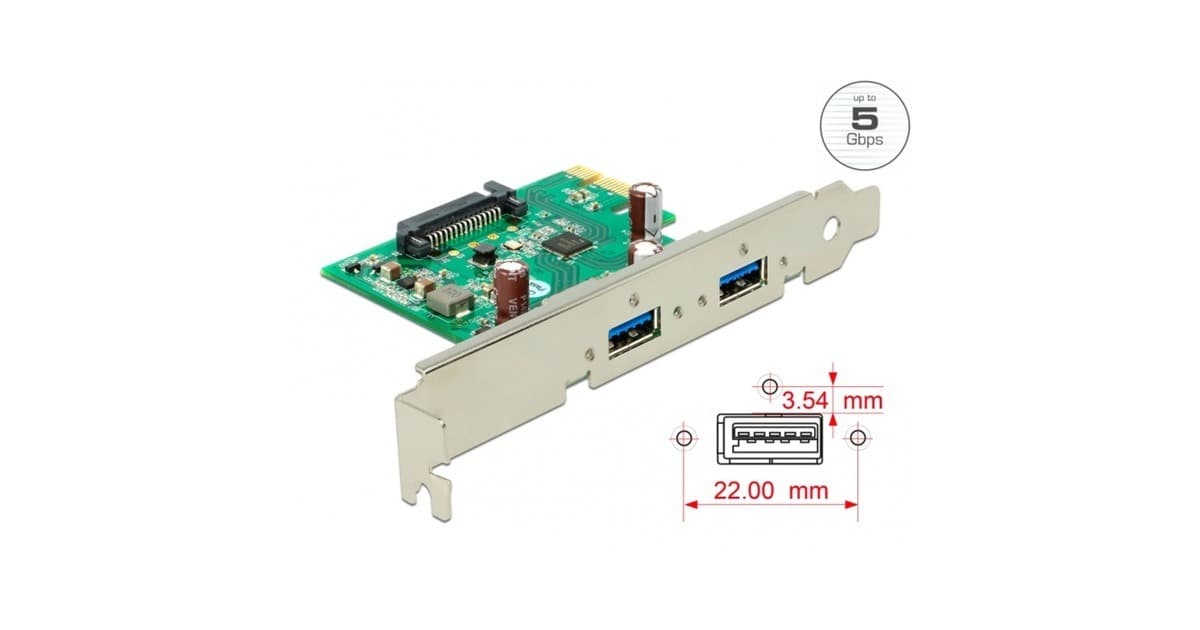 DeLOCK 89391 Adapter USB 3.2 Gen 1 PCIe - 2x USB Typ-A