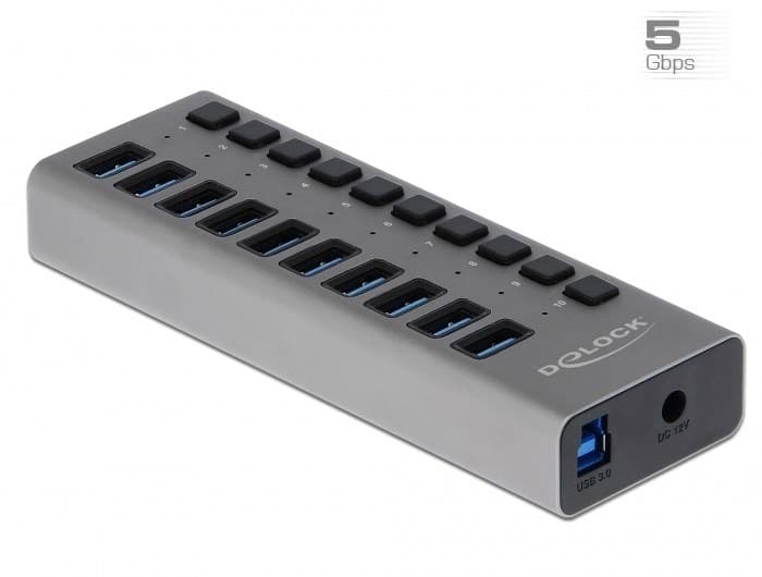 Hub USB Delock 3.0 10 Portów z Przełącznikami