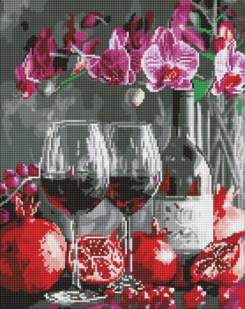Mozaika diamentowa Kwitnące Orchidee 40x50 cm
