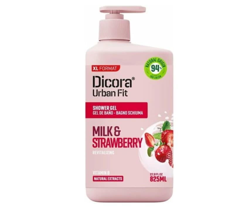 Dicora Urban Fit Żel pod prysznic Mleko i Truskawka - nawilżający, 825ml