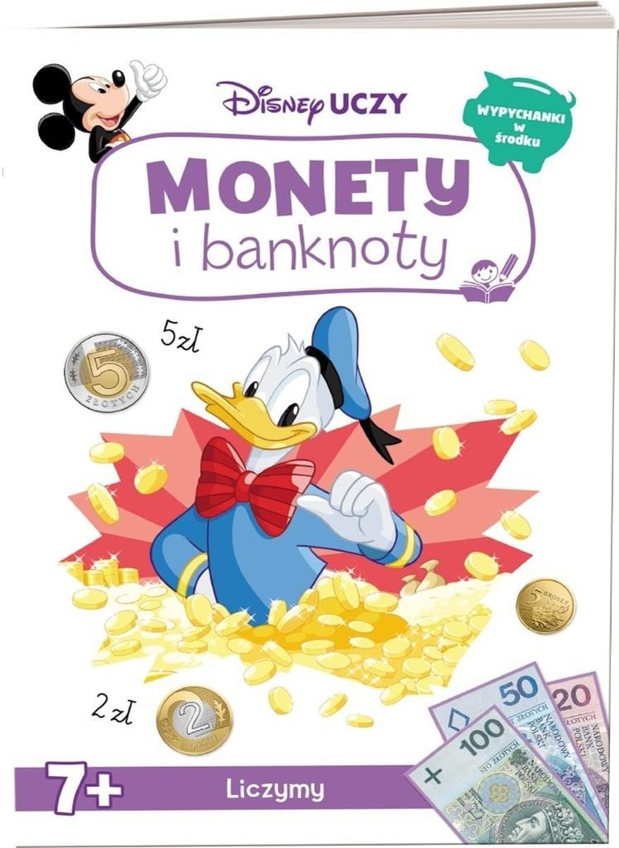 Disney uczy Miki Książka edukacyjna dla dzieci Monety i Banknoty