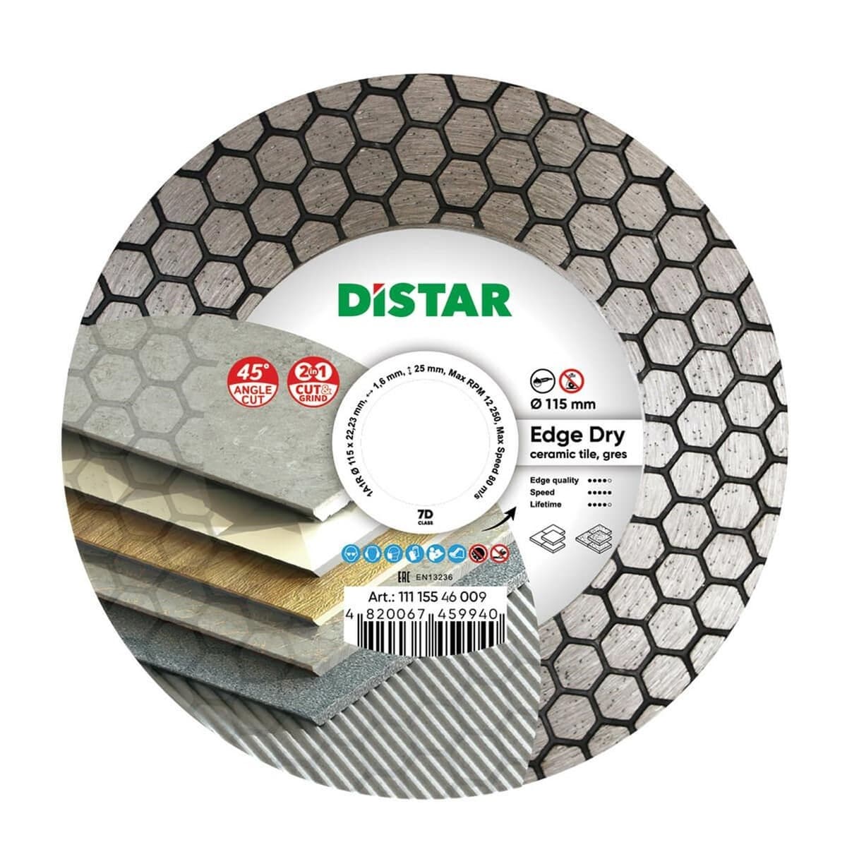 DISTAR EDGE DRY Tarcza diamentowa 115 mm do cięcia na sucho