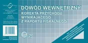 Dowód wewnętrzny Korekta przychodu V-75 bloczek 50 kartek