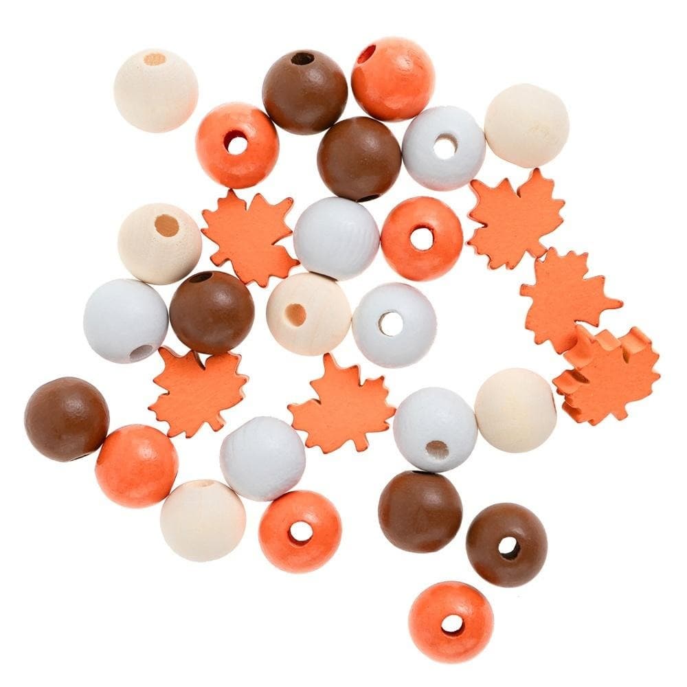 Koraliki drewniane jesienne 30 sztuk 16mm