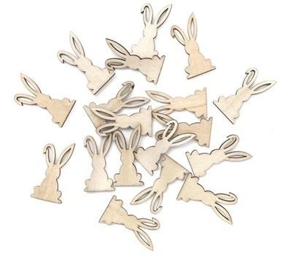 Drewniane króliczki samoprzylepne 2 x 4 cm 18 sztuk