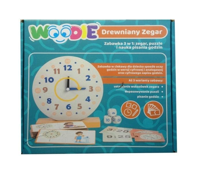 Drewniany zegar 3w1: budzik, termometr, zegar