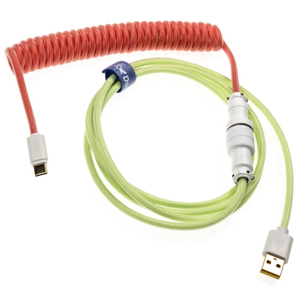 Ducky Premicord Strawberry Frog spiralny kabel USB-C - USB-A 1.8m