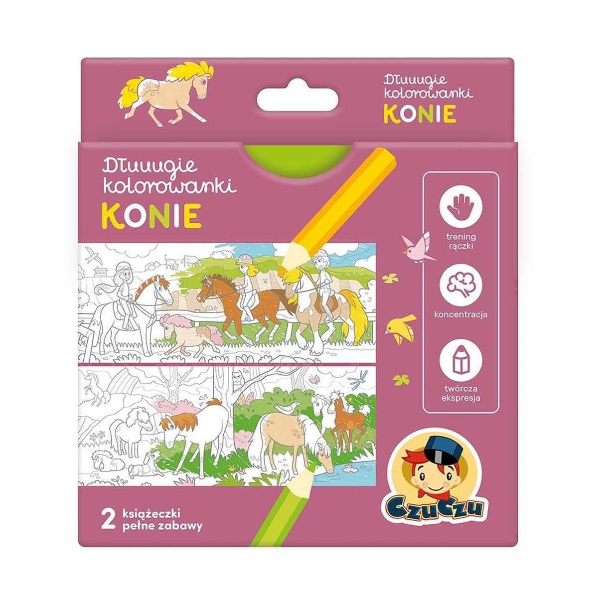 Długie kolorowanki Konie dla dzieci (2 harmonijki)