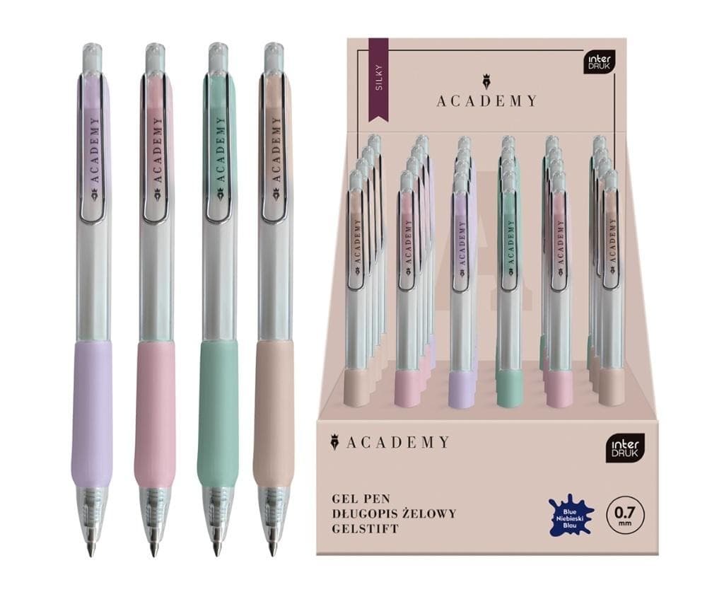 Długopis automatyczny żelowy Silky Academy niebieski 24 sztuki