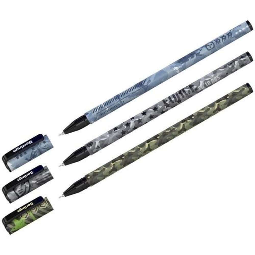 Długopis olejowy Funline Military 0,7 mm niebieski MIX Berlingo