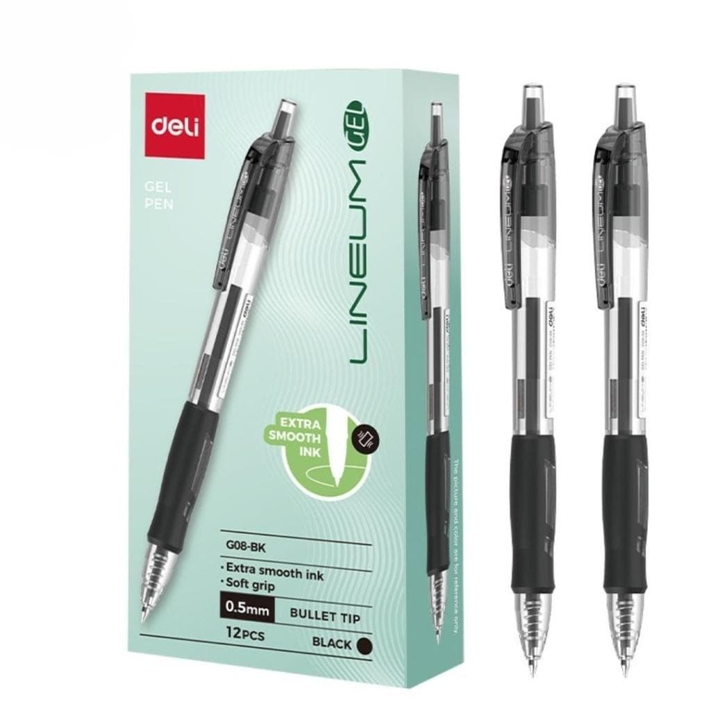 Długopis żelowy czarny 0,5 mm Arrix 12 sztuk DELI