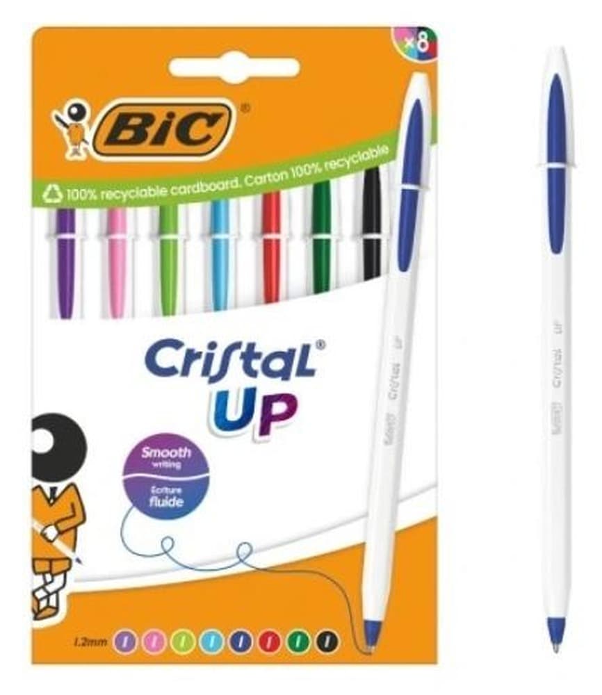 Długopisy Cristal Up AST+FUN 8 sztuk