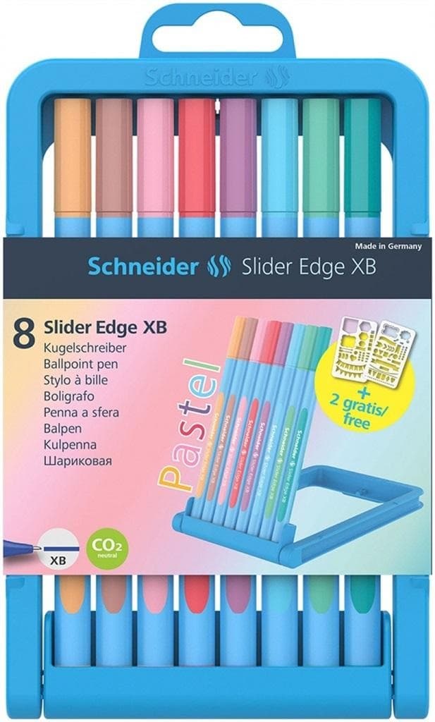 Schneider Slider Edge Pastel XB Długopisy Mix Kolorów 8 sztuk w Etui