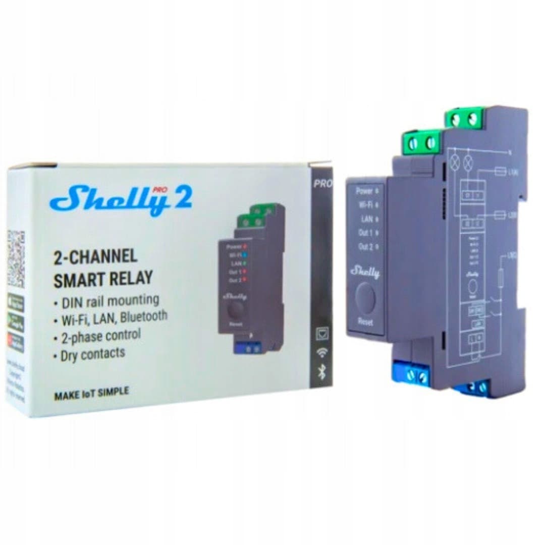 Sterownik Z-Wave Shelly Wave Pro 2PM LR dwukanałowy DIN