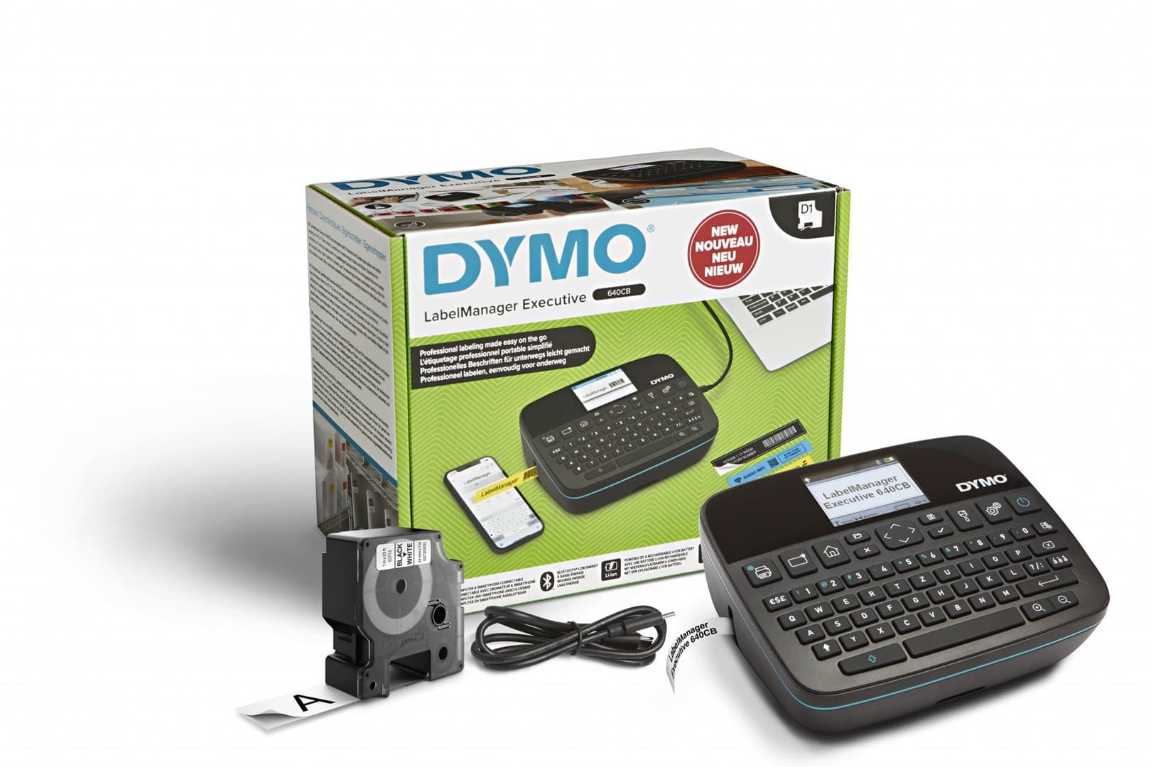Dymo LabelManager 640CB - Etykiety 6/9/12/19/24mm D1, układ QWERTY