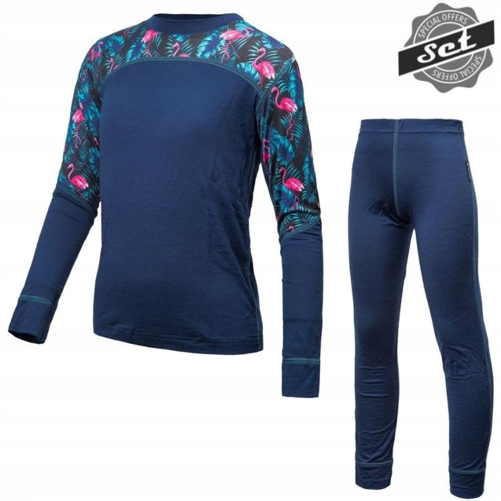 Dziecięca bielizna termoaktywna Sensor Merino Air Set Tee LS + Underpants - granatowa