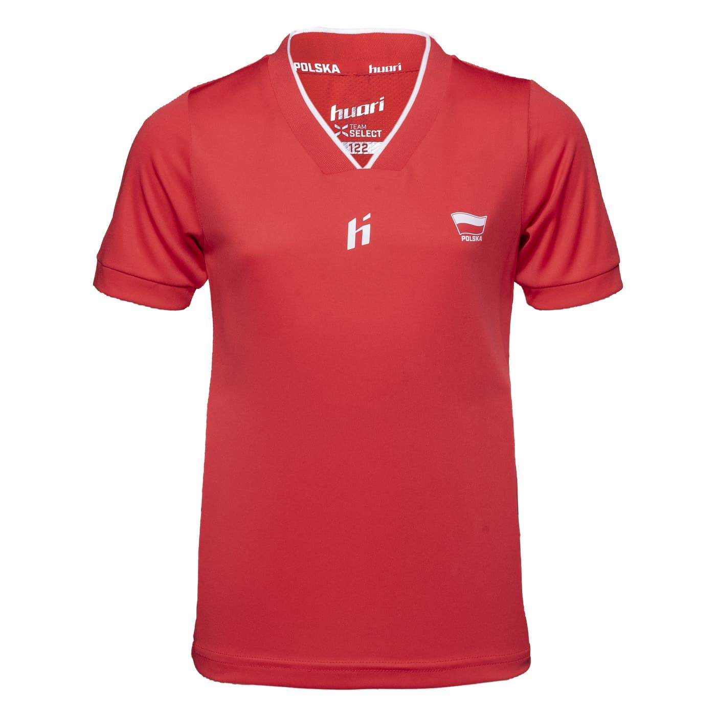 Dziecięca Koszulka ALUMNI POLAND KIDS - Piłka Nożna, Rozmiar 128, Kolor TOMATO/BRIGHT WHITE