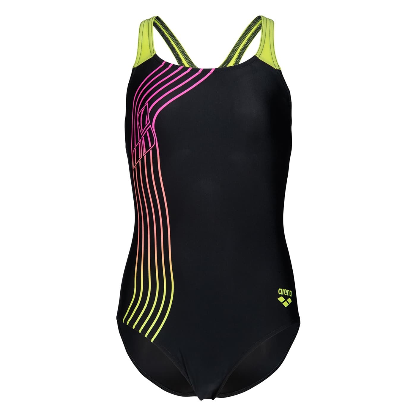 Dziecięcy strój kąpielowy Arena Sound Track Swimsuit, czarny, rozmiar 6-7 lat