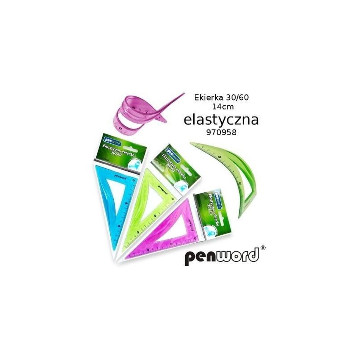 Elastyczna ekierka szkolna 14 cm MIX kolorów