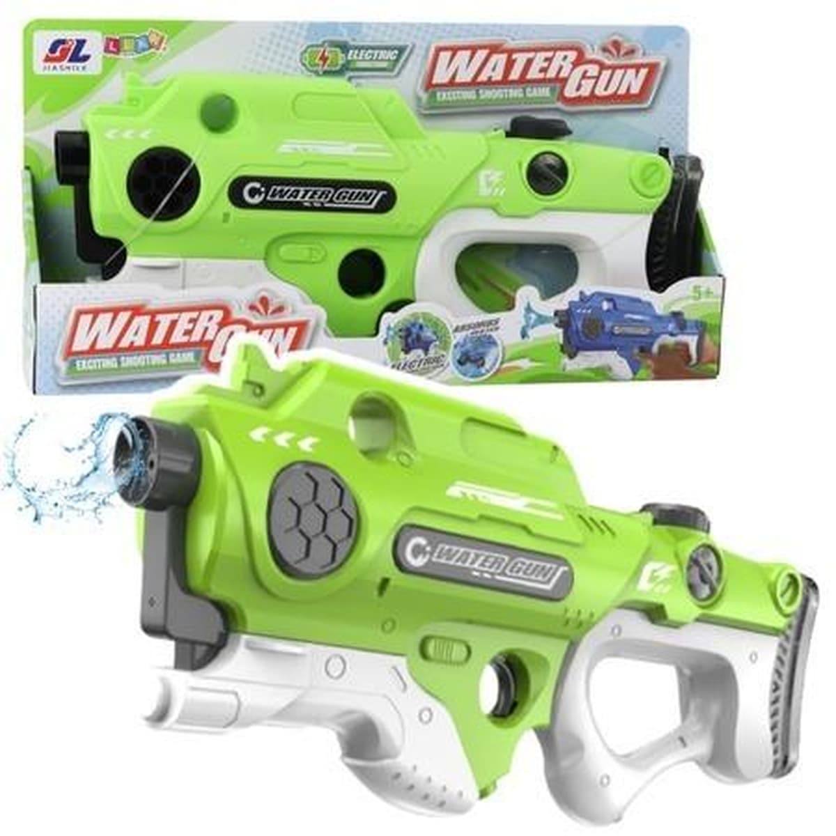 Elektryczny pistolet na wodę dla dzieci zielony, zasięg 10 m