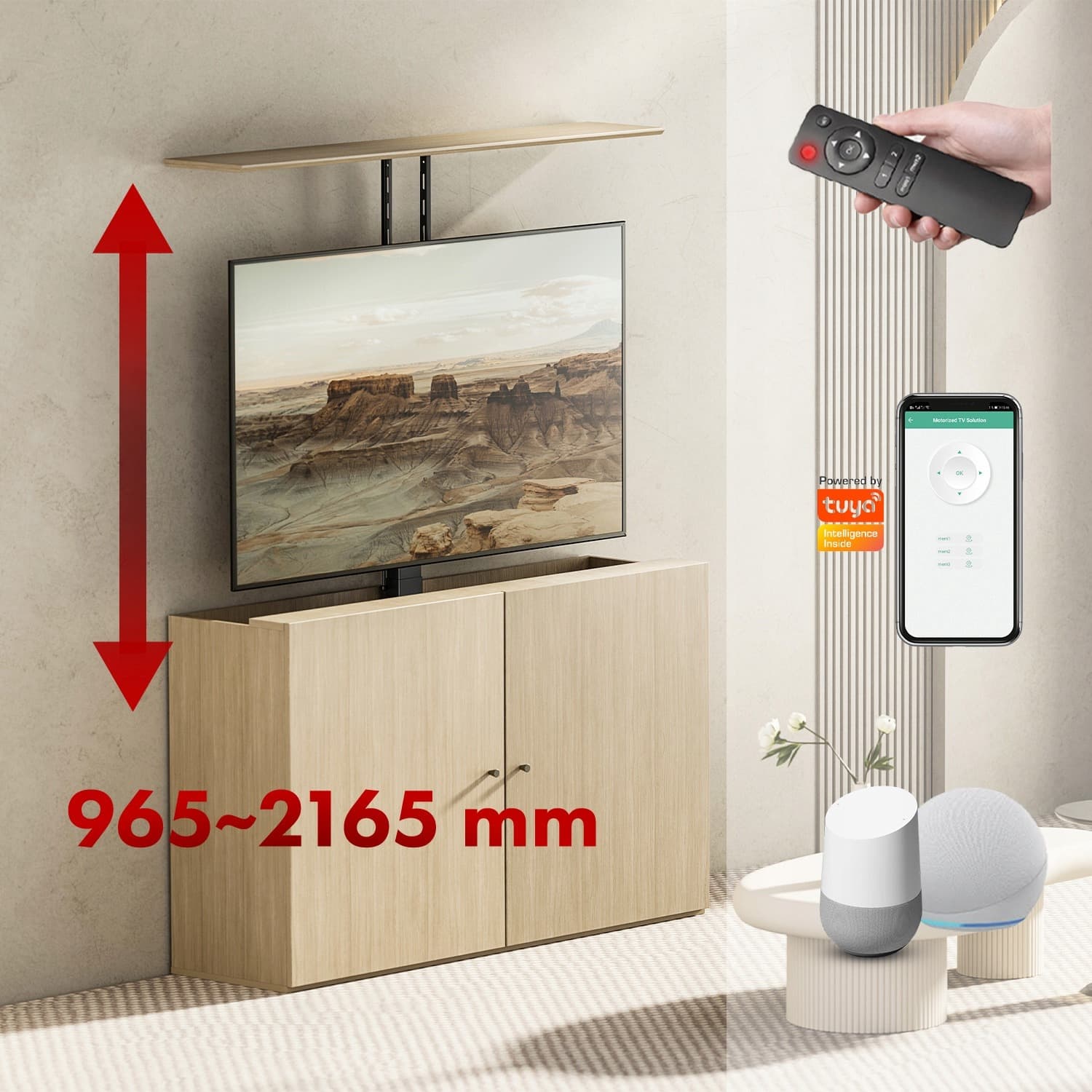 Elektryczny uchwyt sufitowo-podłogowy Maclean 43''-88'' VESA 600x400, max 60kg