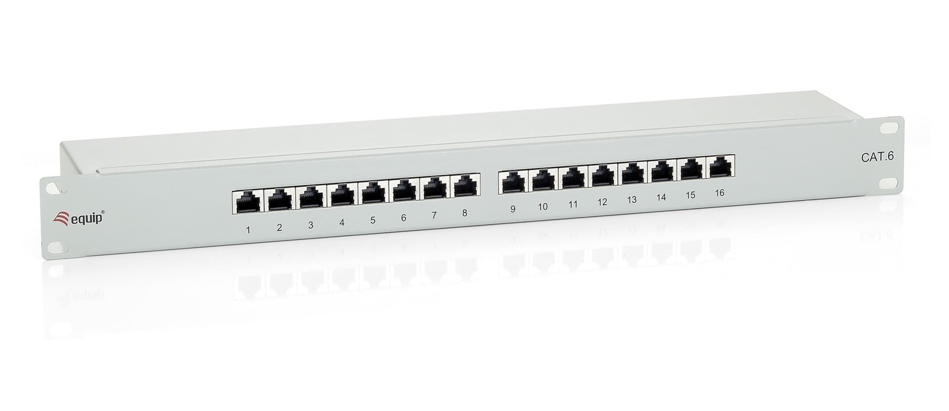 Equip 326316 panel krosowniczy 1U, 16x RJ-45, Cat6, szary