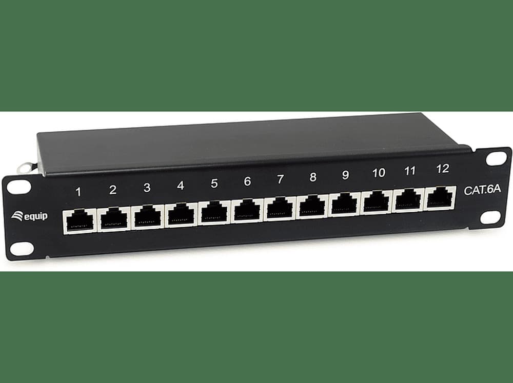 Equip Patchpanel 10" 12xRJ45 Cat6a FTP 1U 500MHz RAL9005