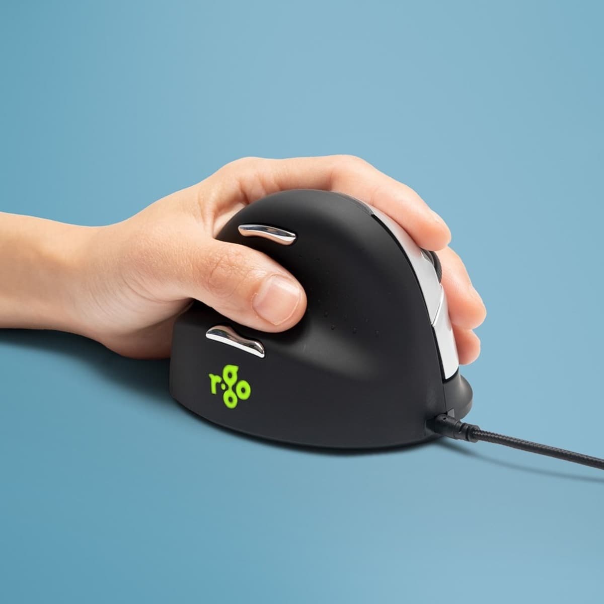 Ergonomiczna mysz R-Go HE leworęczna USB czarna srebrna