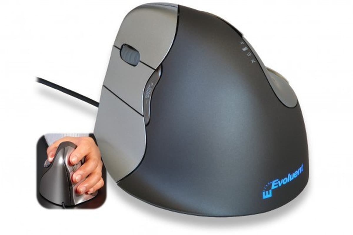 Ergonomiczna myszka leworęczna BakkerElkhuizen Evoluent4, 6 przycisków, czarna