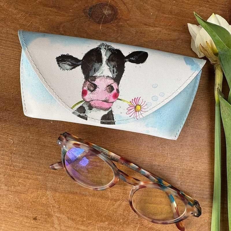 Etui na okulary Krowa i Stokrotki ze sztucznej skóry