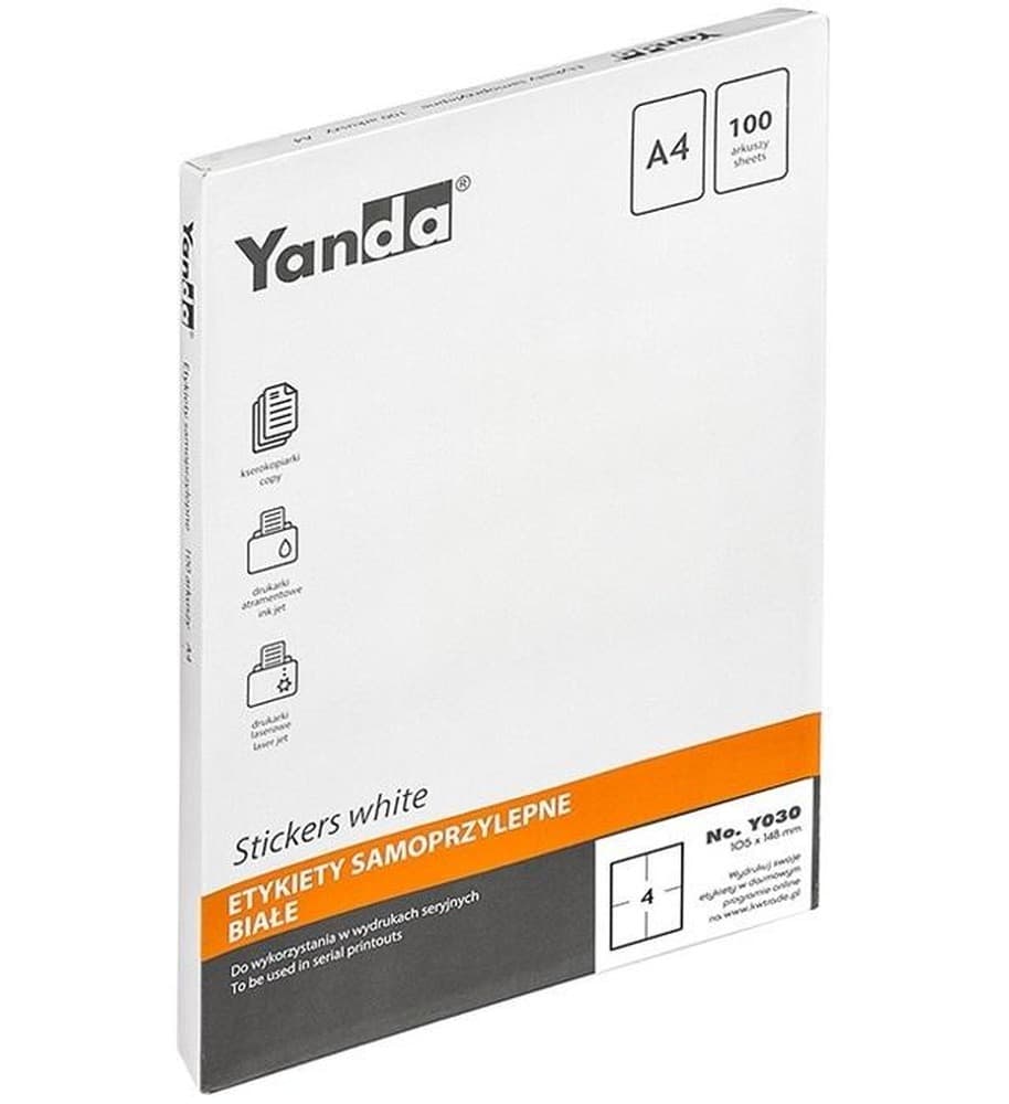 Etykiety samoprzylepne 105 x 148 mm 100 arkuszy Yanda