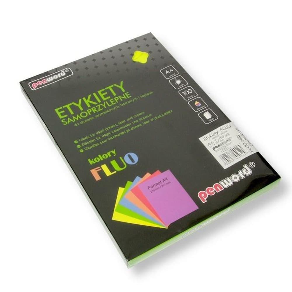 Etykiety samoprzylepne A4 fluo żółte 100 arkuszy
