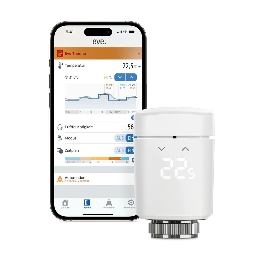Eve Thermo Matter - inteligentny termostat kompatybilny z Apple Home, Samsung SmartThings, Alexa, Google Home i Home Assistant