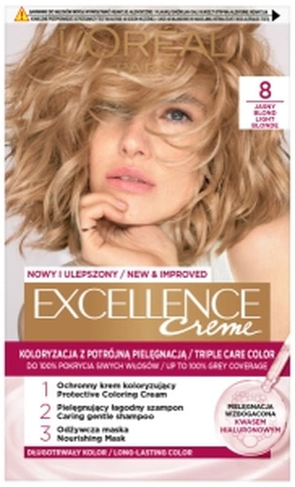 Excellence Farba do włosów Krem Koloryzujący 8 Jasny Blond L'Oréal Paris