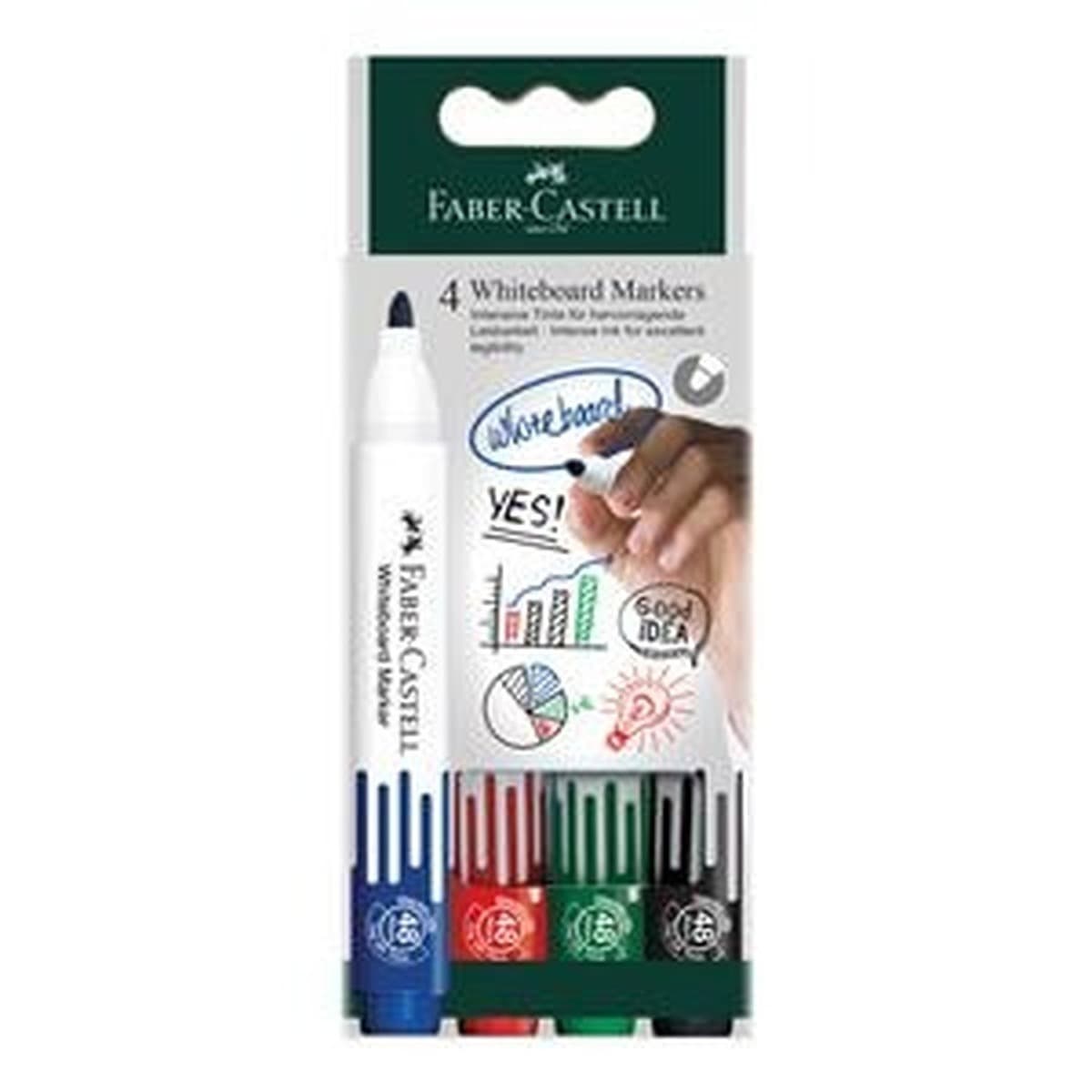 FABER-CASTELL Markery suchościeralne 4 kolory - do tablic i szkół