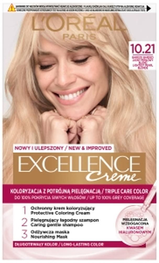 L'Oréal Paris Excellence Crème Bardzo Jasny Perłowy Blond 10.21 - Farba do włosów