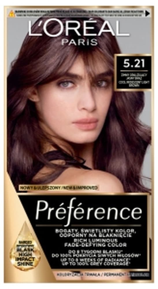 Farba do włosów L'Oréal Paris Preference 5.21 Zimny Opalizujący Jasny Brąz