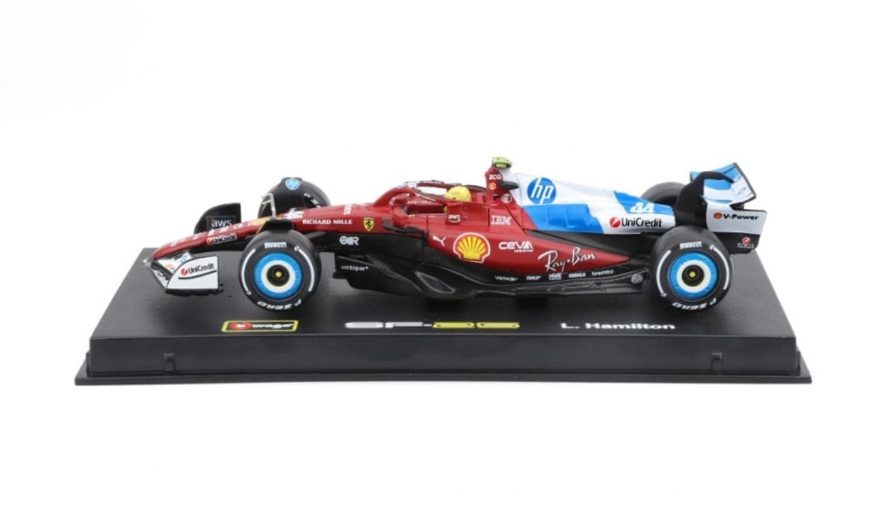 Ferrari SF-25 Hamilton Miami GP 2025 1:43 metalowy model kolekcjonerski z kaskiem