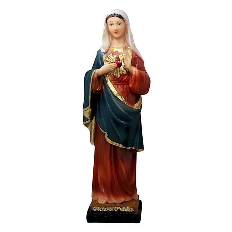 Figura Matki Bożej z Gorejącym Sercem 20 cm żywica