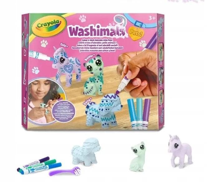 Figurki zmywalne do malowania Pastel Pets 3 sztuki z flamastrami