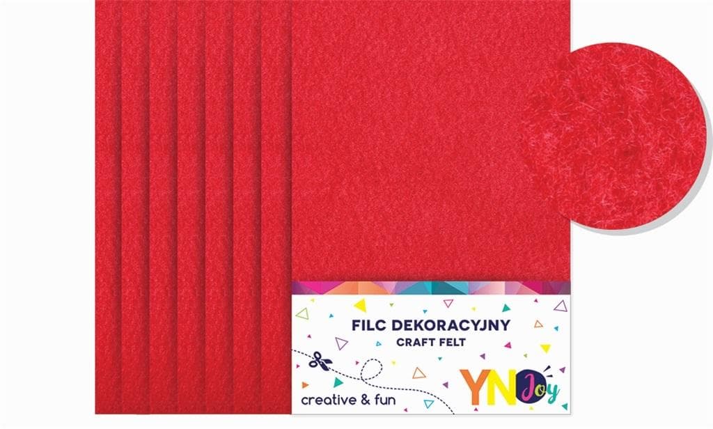 Filc dekoracyjny Noster 8 arkuszy A4 czerwony