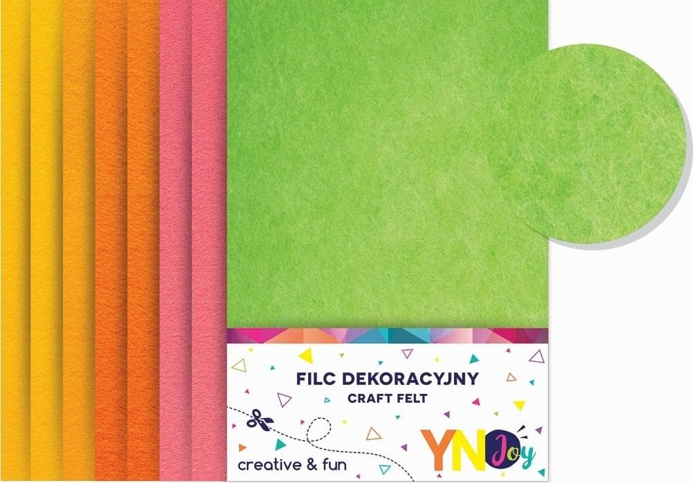 Filc dekoracyjny Noster 8 arkuszy A4 fluorescencyjny 8 kolorów