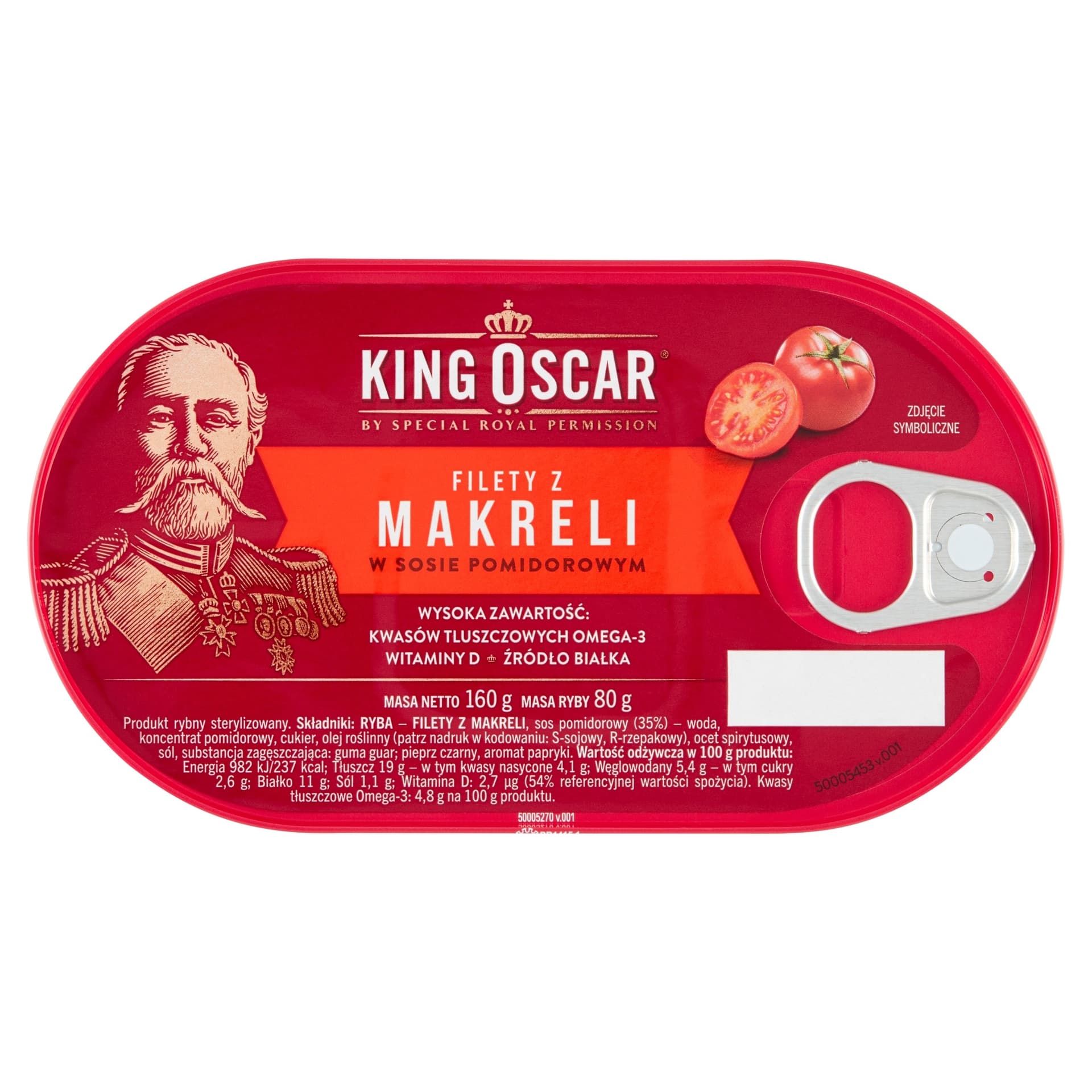 King Oscar Filety z makreli w sosie pomidorowym 160g