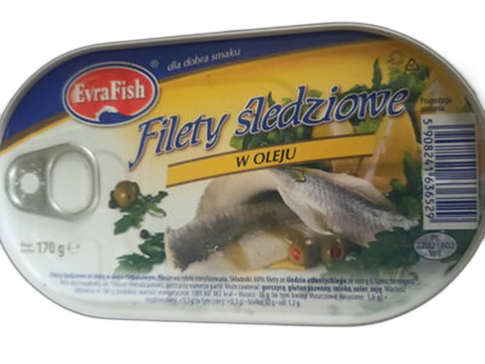 EVRAFISH Filety śledziowe w oleju tłoczonym na zimno 170g