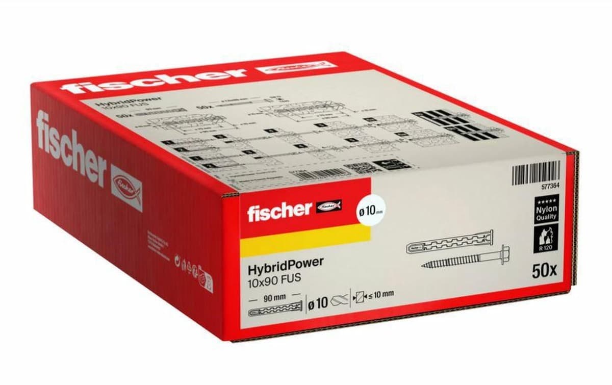 FISCHER KOŁEK HYBRIDPOWER 10x90 /50szt. Ognioodporny