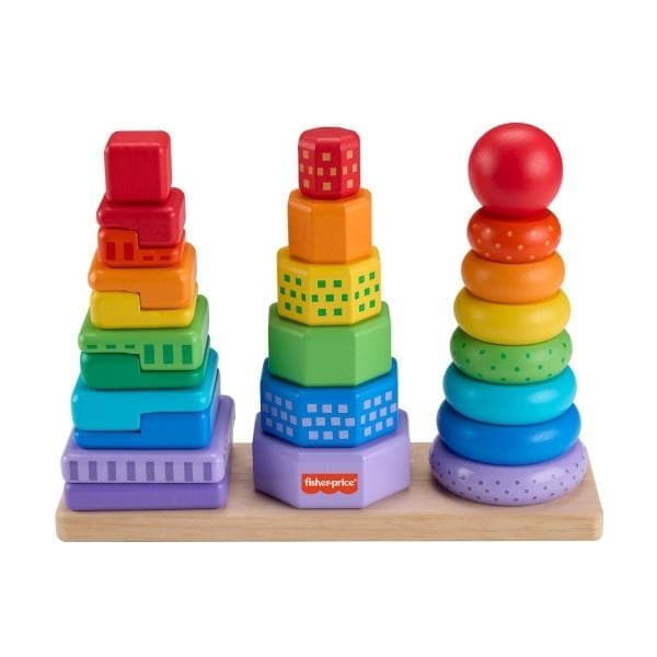 Fisher-Price Drewniana piramidka sorter kształtów zabawka edukacyjna